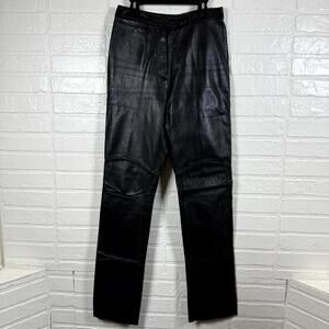 Vintage Wilsons Pants Womens 4 Black Leather Straight Leg 90s Grunge Streetwear